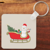 Santa snowman distributing gifts sleutelhanger (Achterkant)