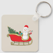 Santa snowman distributing gifts sleutelhanger (Achterkant)