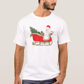 Santa snowman distributing gifts t-shirt (Voorkant)