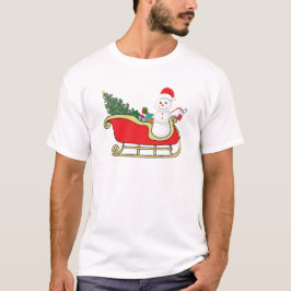 Santa snowman distributing gifts t-shirt