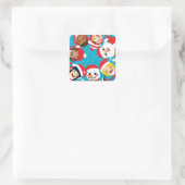 Santa Snowman en kinderen die handen vasthouden Vierkante Sticker (Tas)