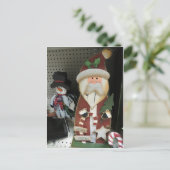 Santa & Snowman Feestdagenkaart (Staand voorkant)