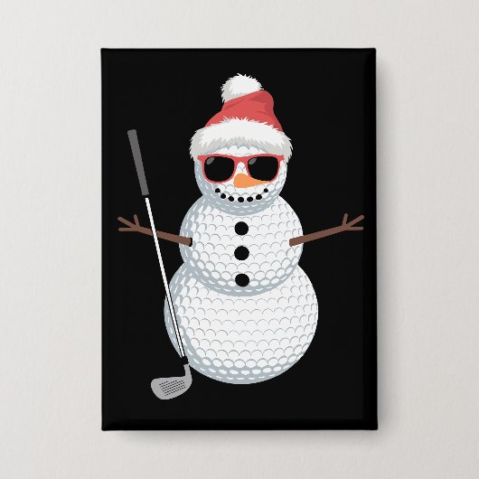 Santa Snowman Golf Ball Christmas Golfer Gift Button (Voorkant)