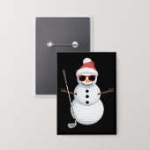 Santa Snowman Golf Ball Christmas Golfer Gift Button (Voorkant / Achterkant)