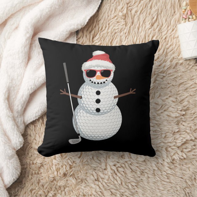 Santa Snowman Golf Ball Christmas Golfer Gift  Kussen (Deken)