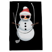 Santa Snowman Golf Ball Christmas Golfer Gift  Medium Cadeauzakje (Voorkant)