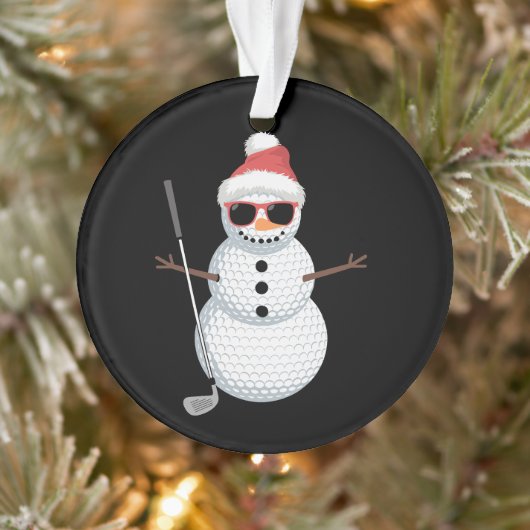 Santa Snowman Golf Ball Christmas Golfer Gift  Ornament (Boom)
