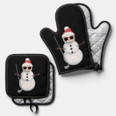 Santa Snowman Golf Ball Christmas Golfer Gift  Ovenwant & Pannenlap Set (Voorkant / Achterkant)