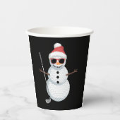 Santa Snowman Golf Ball Christmas Golfer Gift  Papieren Bekers (Voorkant)