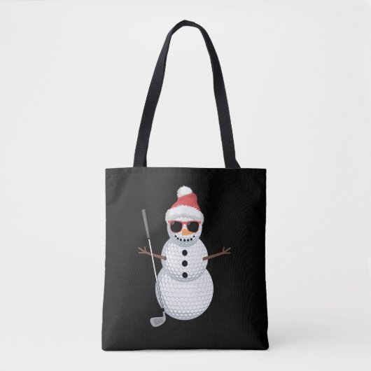 Santa Snowman Golf Ball Christmas Golfer Gift Tote Bag (Voorkant)