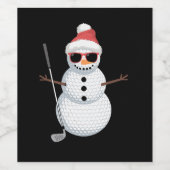 Santa Snowman Golf Ball Christmas Golfer Gift Wijn Etiket (Enkel label)