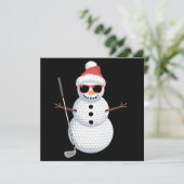 Santa Snowman Golf Ball-kerstcadeau Feestdagenkaart (Staand voorkant)