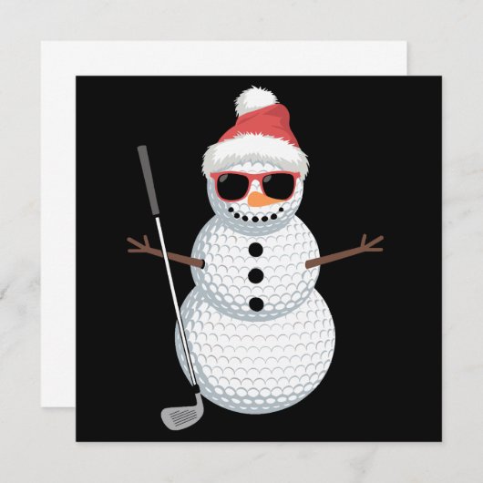 Santa Snowman Golf Ball-kerstcadeau Kaart (Voorkant / Achterkant)