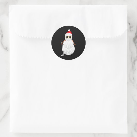 Santa Snowman Golf Ball-kerstcadeau Ronde Sticker (Tas)