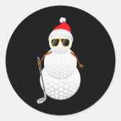 Santa Snowman Golf Ball-kerstcadeau Ronde Sticker (Voorkant)