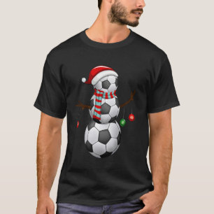 Santa Snowman Kerstcadeaus Grappige Speler Voetbal T-shirt