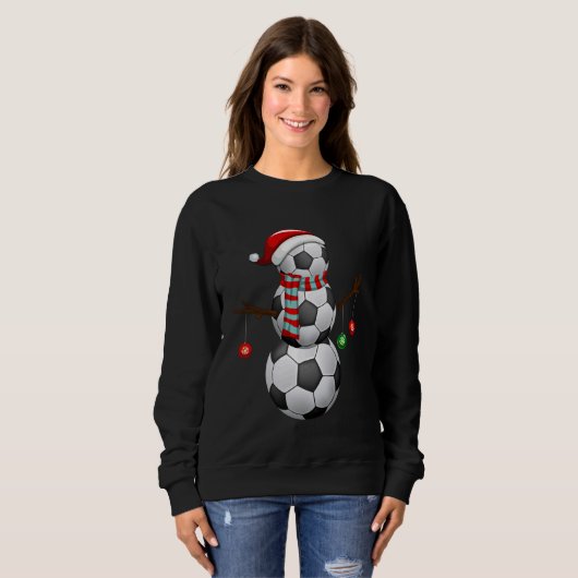 Santa Snowman Kerstcadeaus Grappige Speler Voetbal Trui (Voorkant volledig)