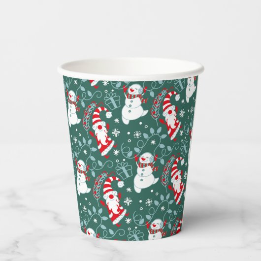 Santa Snowman Kerstmis Papieren Bekers (Achterkant)