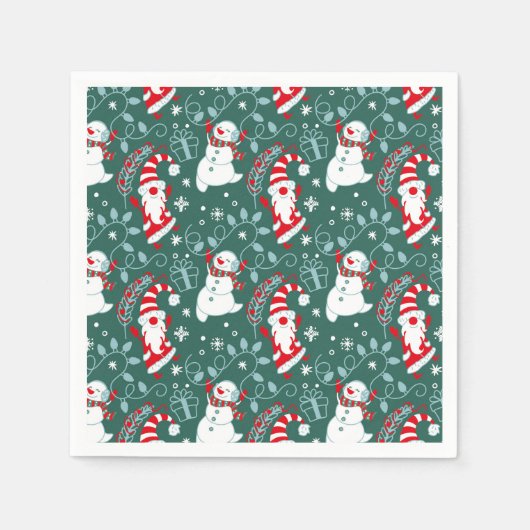 Santa Snowman Kerstmis Servet (Voorkant)