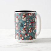 Santa Snowman Kerstmis Tweekleurige Koffiemok (Voorkant rechts)
