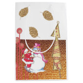 Santa Snowman Merry kerstcadeaus Medium Cadeauzakje (Voorkant)