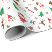 Santa & Snowman Patroon Feestelijke Kerstvakantie Cadeaupapier (Rol Hoek)