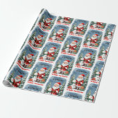 Santa & Snowman personaliseren naam Kind Cadeaupapier (Uitgerold)