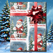 Santa & Snowman personaliseren naam Kind Cadeaupapier