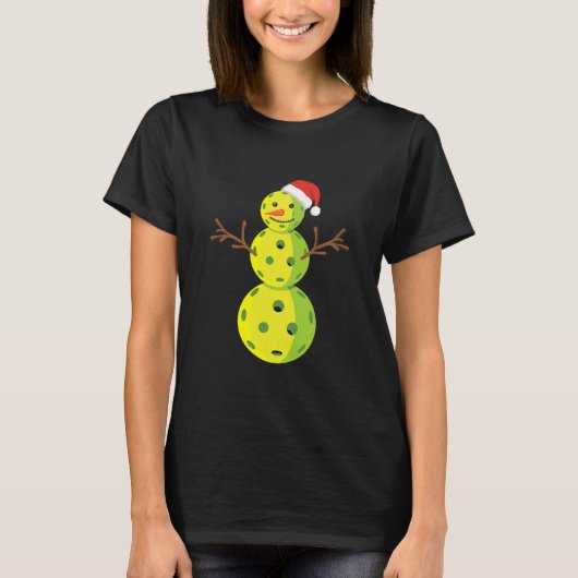 Santa Snowman Pickleball Lover Funny T-shirt (Voorkant)