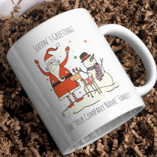 Santa Snowman Reindeer Seizoenen Groeten Zakelijk Tweekleurige Koffiemok