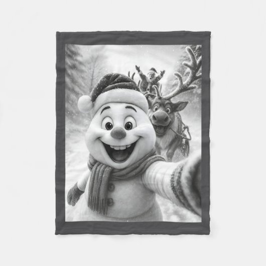 Santa Snowman Reindeer Taking A Selfie Photo Chris Fleece Deken (Voorkant)