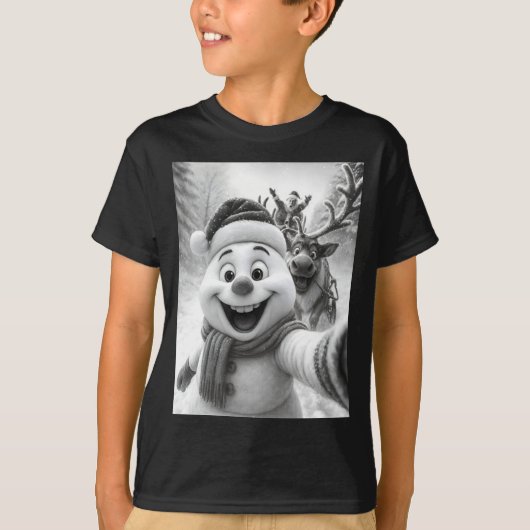 Santa Snowman Reindeer Taking A Selfie Photo Chris T-shirt (Voorkant)