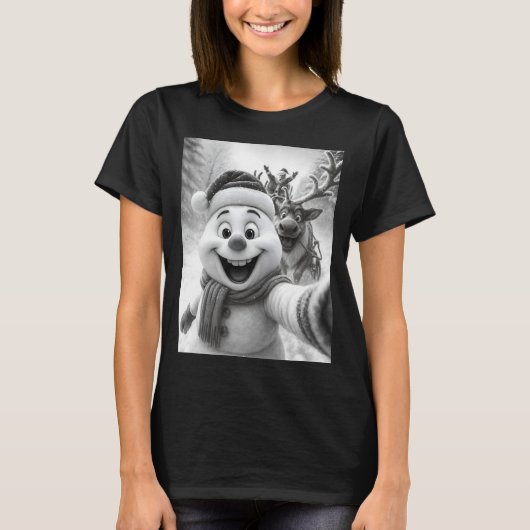 Santa Snowman Reindeer Taking A Selfie Photo Chris T-shirt (Voorkant)