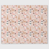 Santa Snowman Rendier Candy Cane Kerstboom Cadeaupapier (Vlak)