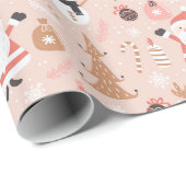 Santa Snowman Rendier Candy Cane Kerstboom Cadeaupapier (Rol Hoek)