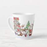 Santa Snowman Rendier Christmas Latte Mok<br><div class="desc">Kerstmis afbeeldingen van Sinterklaas,  Sneeuwman,  Rendier Rudolph,  Pinguïn en Sinterklaas in het winterbesneeuwde bos</div>