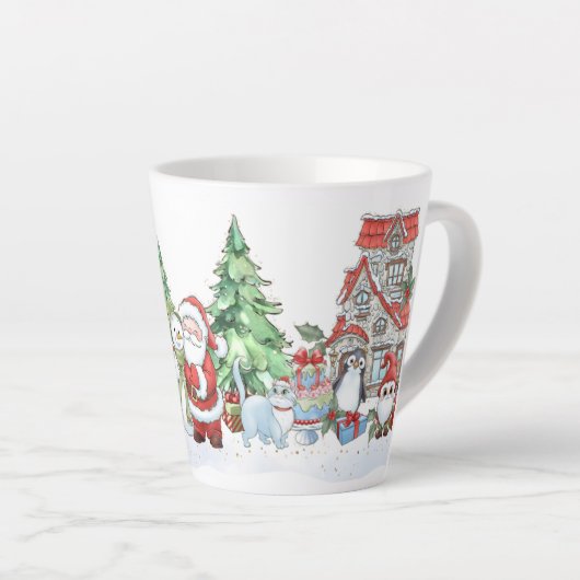 Santa Snowman Rendier Christmas Latte Mok (Rechterhoek)