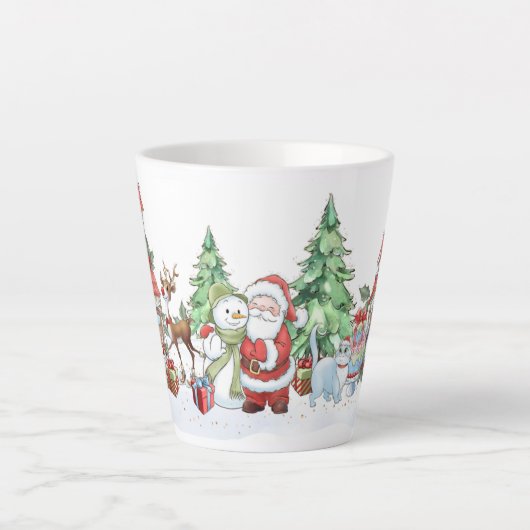 Santa Snowman Rendier Christmas Latte Mok (Voorkant)