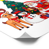 Santa Snowman Rendier Feestelijke Vrolijke Kerstmi Poster (Hoek)