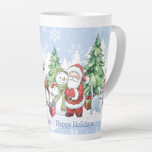 Santa Snowman Rendier Kerstmis Latte Mok (Rechterhoek)