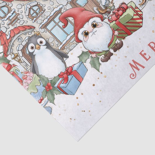 Santa Snowman Rendier Kerstmis Tissuepapier (Detail)