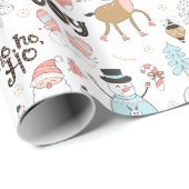 Santa, Snowman, rendierpatroon ID559 Cadeaupapier (Rol Hoek)