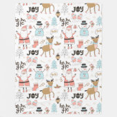 Santa, Snowman, rendierpatroon ID559 Fleece Deken (Voorkant)