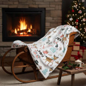 Santa, Snowman, rendierpatroon ID559 Fleece Deken