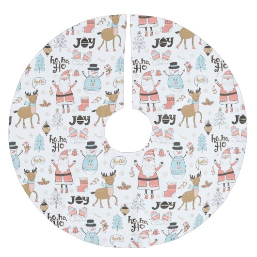 Santa, Snowman, rendierpatroon ID559 Kerstboom Rok (Voorkant)