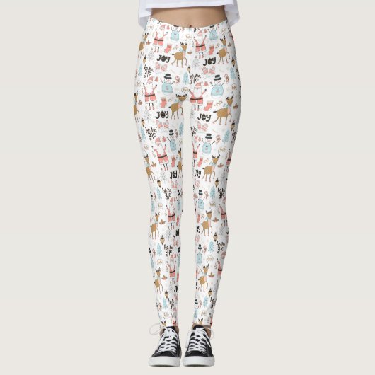 Santa, Snowman, rendierpatroon ID559 Leggings (Voorkant)