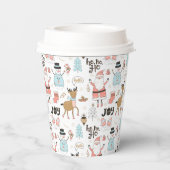 Santa, Snowman, rendierpatroon ID559 Papieren Bekers (Achterkant)