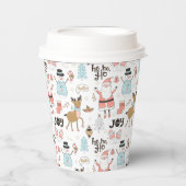 Santa, Snowman, rendierpatroon ID559 Papieren Bekers (Voorkant)