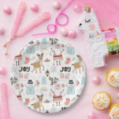 Santa, Snowman, rendierpatroon ID559 Papieren Bordje (Feest)