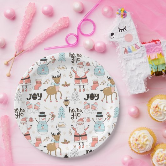 Santa, Snowman, rendierpatroon ID559 Papieren Bordje (Feest)